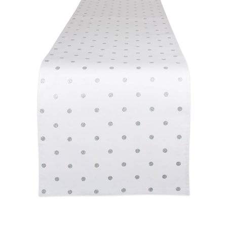 Fastfood 72 in. Reversible Polka Dot Table Runner - Silver Metallic FA1533893